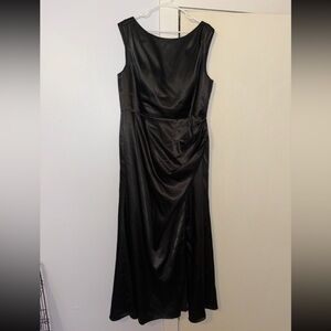 Stretch satin black bridesmaid dress JJs House size 18